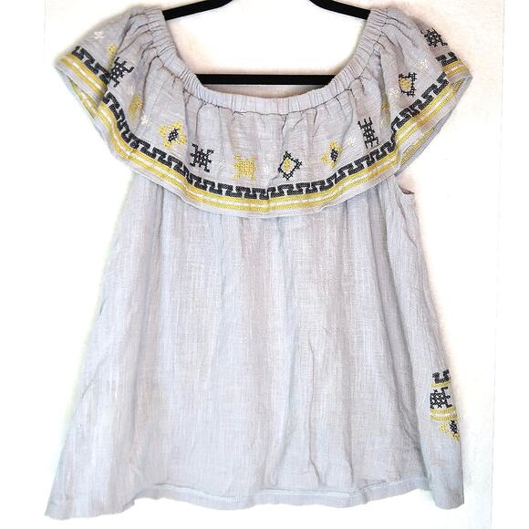 Common embroidered off the shoulder cotton, Mexican Aztec blouse small - Picture 5 of 7